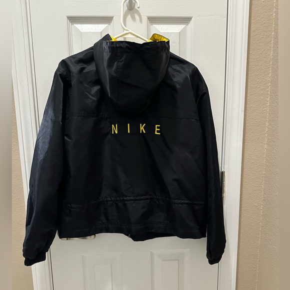 NIKE Vintage 90s women’s lined hooded jacket yellow black size Medium - Picture 1 of 13